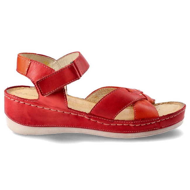 Sandały WASAK - 0473 Czerwony+Pomarańcz