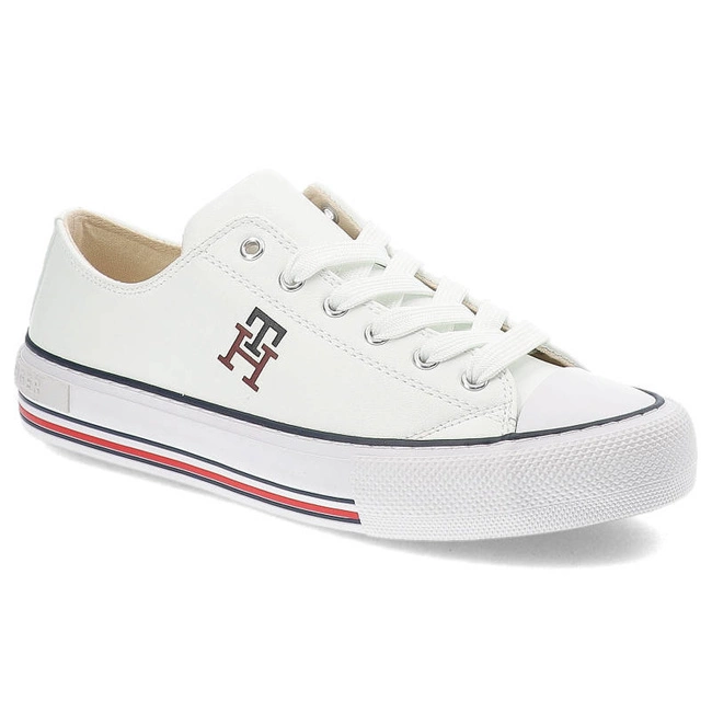 Trampki TOMMY HILFIGER - T3A9-32287-1355100-Low Cut Lace-Up Sneaker White 100